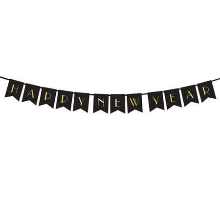 Black and Gold New Year's Eve Garland I New Year's Eve Party Supplies I My Dream Party Shop
