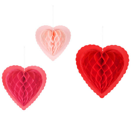 Pink and Red Heart Shaped Honeycomb Decorations I Valentine's Day Decorations I My Dream Party Shop UK