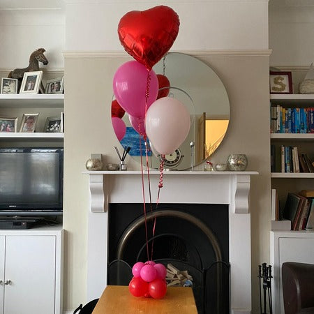 Helium Trio of 2 Latex and 1 Heart Foil Balloon Centrepiece I Tabletop Balloons for Collection Ruislip I My Dream Party Shop