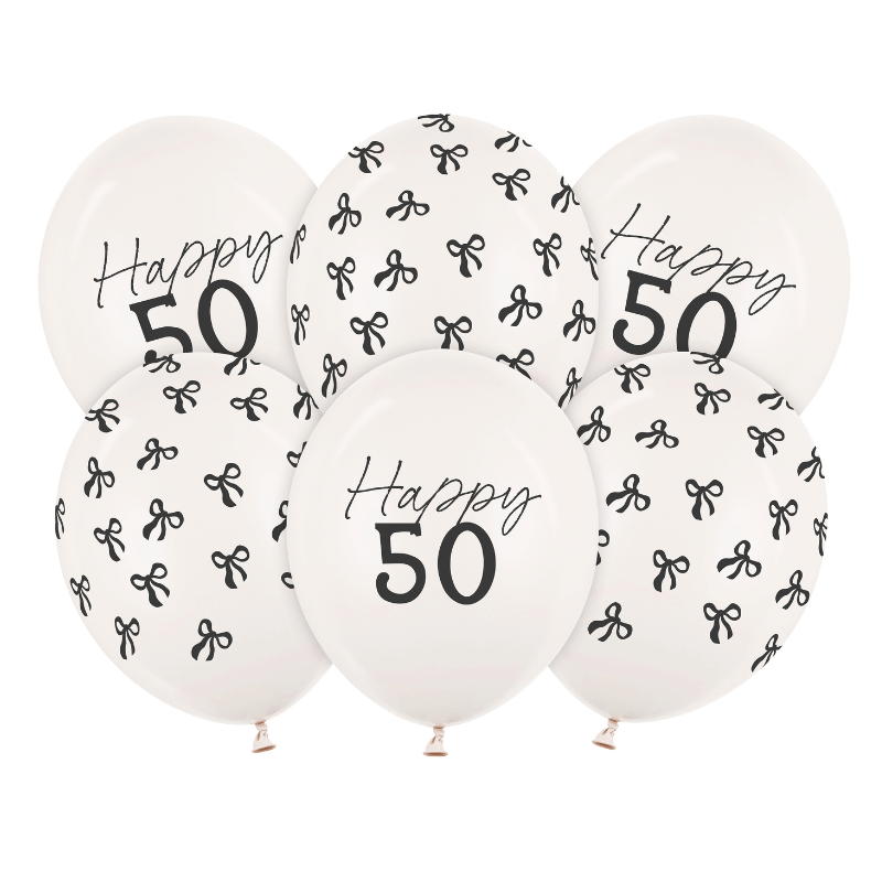 Milestone 50th Birthday Black and Cream Balloon Bouquet I Helium Balloons for Collection Ruislip