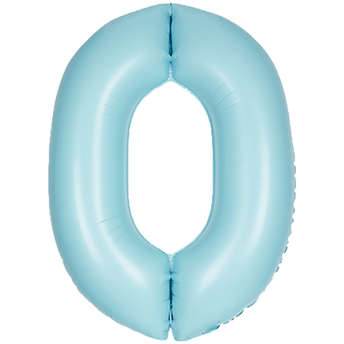 Helium Inflated Matt Pastel Blue Number Zero Balloon I Helium Balloons Ruislip I My Dream Party Shop 