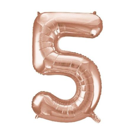 Helium Inflated Rose Gold Number Five Balloon 34 Inches for Collection Ruislip I My Dream Party Shop 