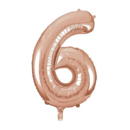 Helium Inflated Rose Gold Number Six Balloon 34 Inches for Collection Ruislip I My Dream Party Shop 
