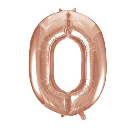 Helium Inflated Rose Gold Number Zero Balloon 34 Inches for Collection Ruislip I My Dream Party Shop 