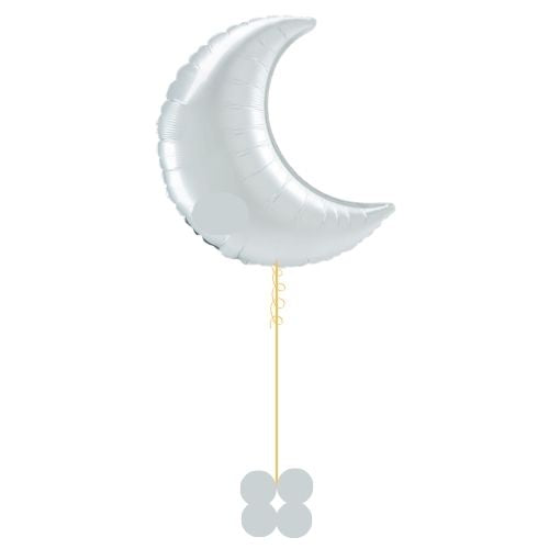 Helium Inflated White Crescent Moon Balloon I Eid Party Balloons Ruislip My Dream Party Shop