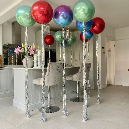 Helium Orbz with Long Silver Tassels I Party Balloons Ruislip I My Dream Party Shop