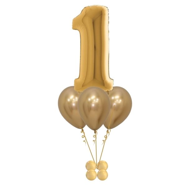 Helium Vintage Gold Number Balloon with 3 Latex Underneath I My Dream Party Shop Ruislip