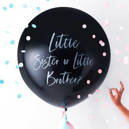 Helium Inflated Little Sister or Little Brother Gender Reveal Balloon I Collection Ruislip