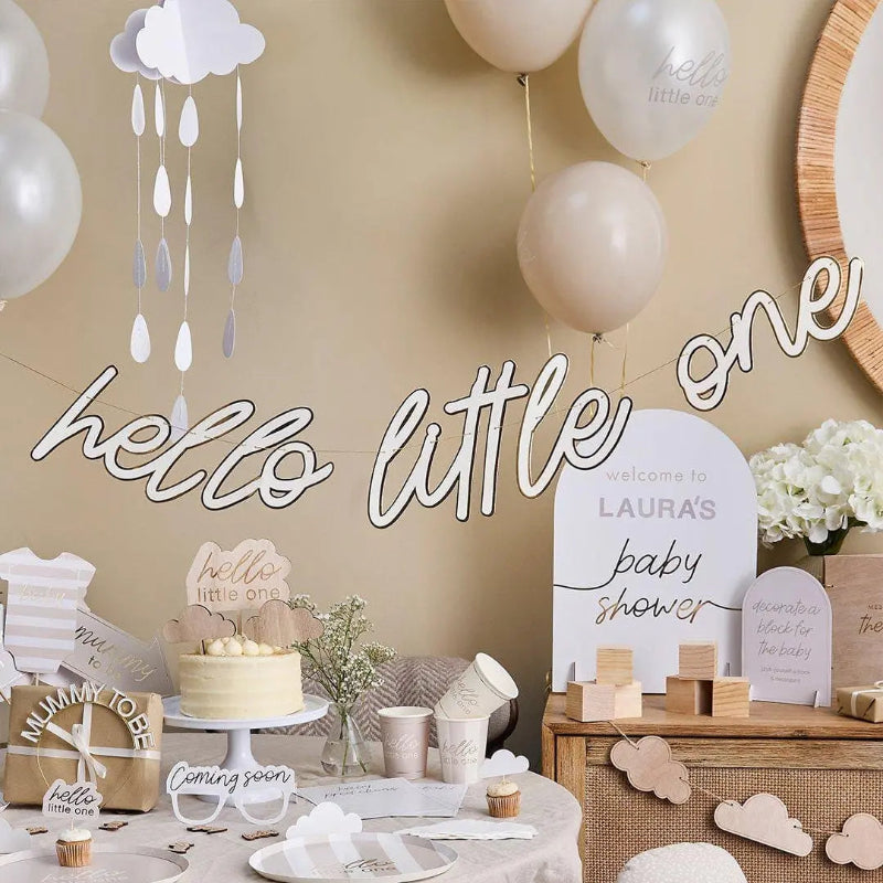 Neutral Hello Little One Plates I New Baby Decorations I My Dream Party Shop UK