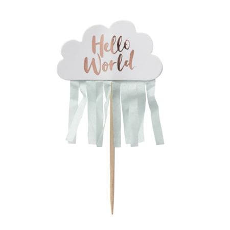 Hello World Cloud Cake Toppers I Baby Shower Decorations I My Dream Party Shop UK