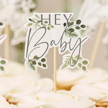 Hey Baby Baby Shower Cupcake Toppers I Baby Shower Decorations I My Dream Party Shop UK
