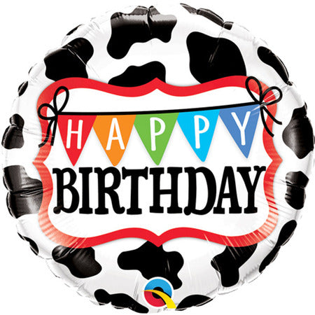 Happy Birthday Holstein Cow Print Balloon I Farm Party Supplies I UK