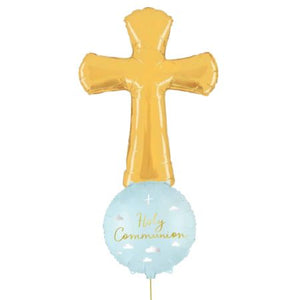 Holy Communion and Gold Cross Helium Bouquet I My Dream Party Shop Ruislip