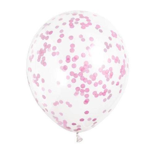Hot Pink Confetti Balloons 6 Pack I Hot PInk Party Decorations I My Dream Party Shop UK