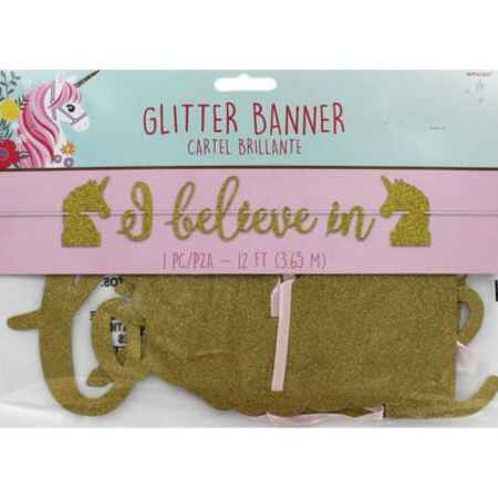 I Believe in Unicorns Gold Glittery Banner I Uniforn Party Supplies I My Dream Party Shop UK