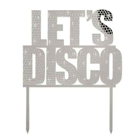 Silver Lets Disco Cake Topper I Disco Party Decorations I My Dream Party Shop UK