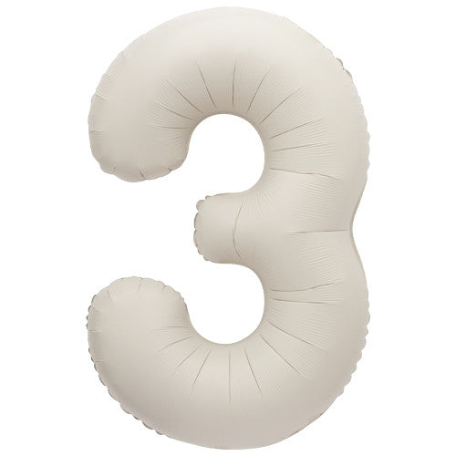Matt Cream Foil Number Three Balloon 34 Inches I Milestone Birthday Balloons I My Dream Party Shop UK