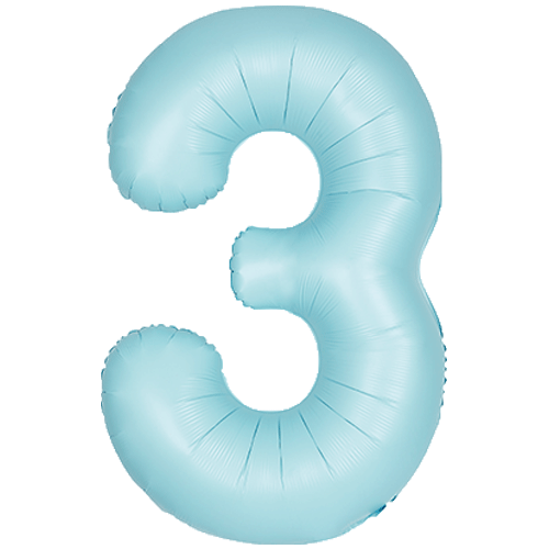 Pastel Blue Number Balloons, 34 Inches (Un-inflated)