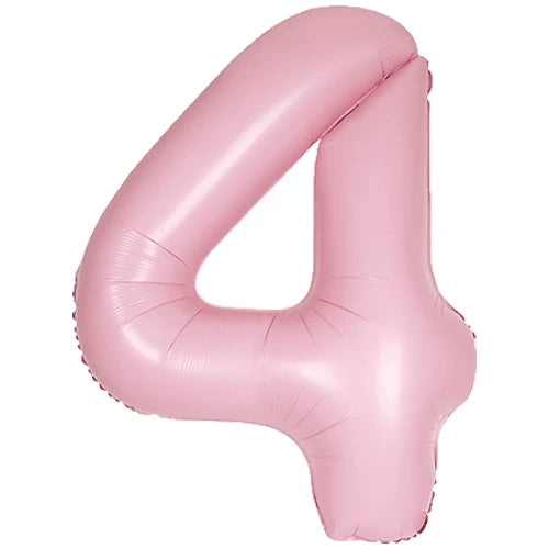 Matt Pastel Pink Foil Number Four Balloon 34 Inches I Milestone Birthday Balloons I My Dream Party Shop UK
