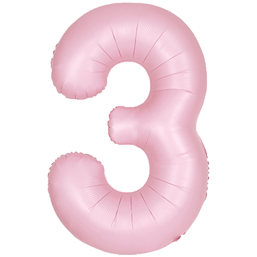 Matt Pastel Pink Foil Number Three Balloon 34 Inches I Milestone Birthday Balloons I My Dream Party Shop UK