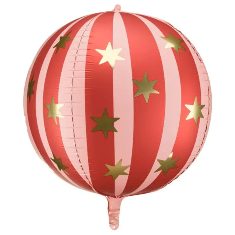 Matt Red Starry Foil Globe Balloon I Circus Party Balloons I My Dream Party Shop UK