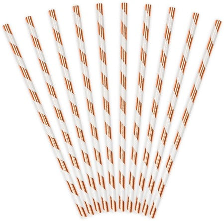 Metallic Rose Gold Striped Straws I Rose Gold Party Decorations I My Dream Party Shop UK