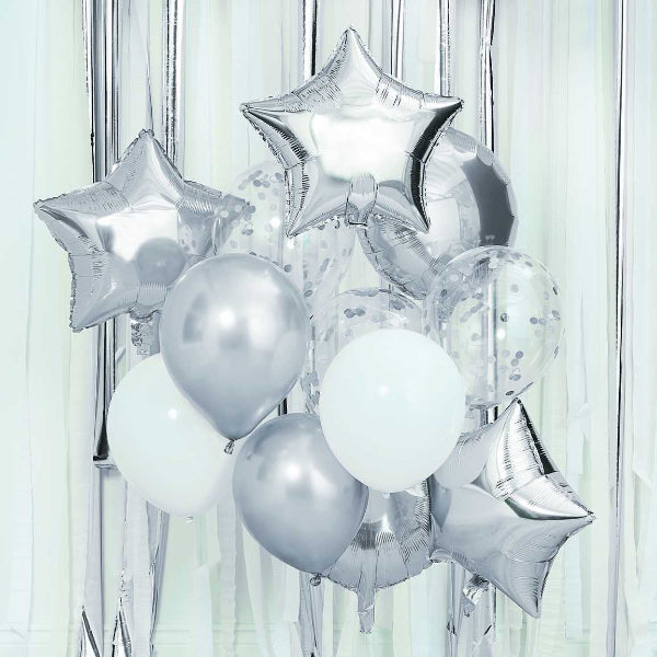 Silver and White Balloon Bundle I Silver Party Balloons I My Dream Party Shop UK