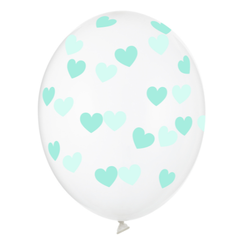 Mint Heart Crystal Clear Latex Balloons I Modern Party Balloons I My Dream Party Shop UK