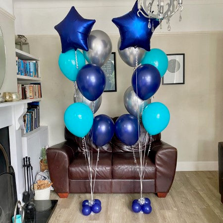 Navy, Teal and Silver Helium Balloon Bouquets I Helium Balloons for Collection Ruislip I My Dream Party Shop