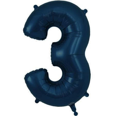 Helium Inflated Navy Foil Number Three Balloon I Balloons Collection Ruislip I My Dream Party Shop