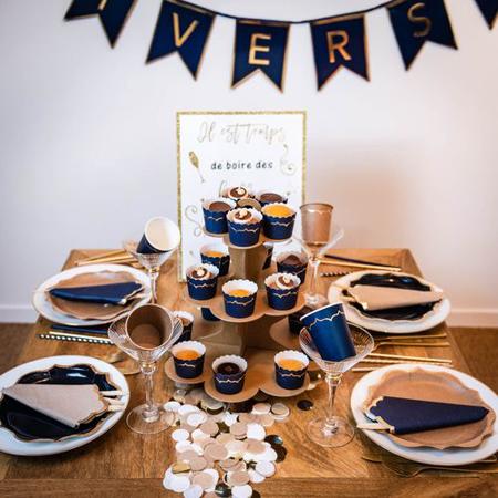 Navy and Gold Scalloped Napkins I Navy and Gold Party Tableware I My Dream Party Shop UK
