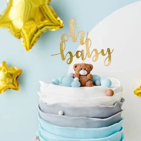 Gold Oh Baby Cake Topper I Baby Shower Decorations I My Dream Party Shop UK