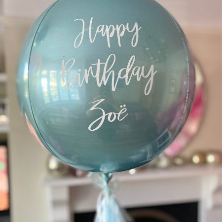 Personalised Pastel Blue Orbz Helium Balloon I Collection Ruislip I My Dream Party Shop