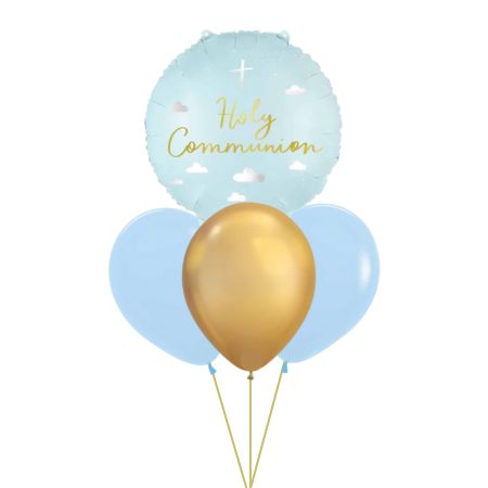 Pastel Blue Holy Communion and Three Latex Bouquet I Helium Balloons Ruislip I My Dream Party Shop