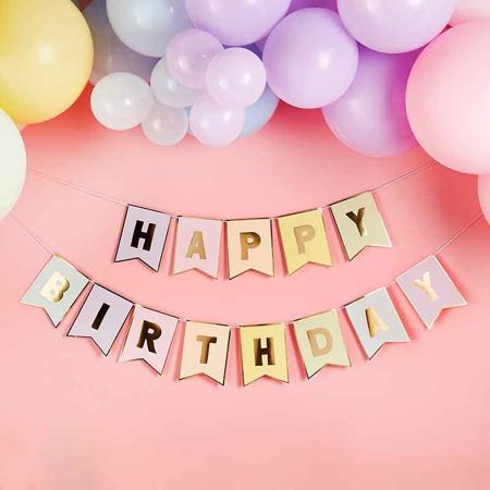 Pastel Happy Birthday Garland I Pretty Pastel Decorations I My Dream Party Shop UK