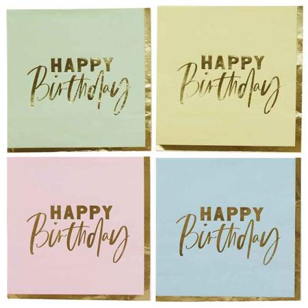 Pastel Happy Birthday Napkins I Pretty Pastel Party Supplies I My Dream Party Shop U