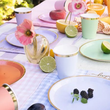 Mixed Pastel Party Cups with Gold Rim I Pastel Party Decorations I My Dream Party Shop UK