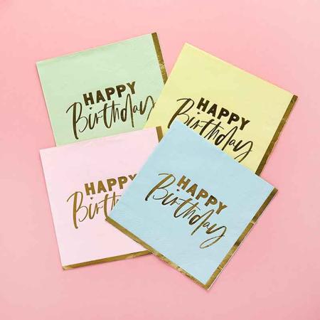 Pastel Happy Birthday Napkins I Pretty Pastel Party Tableware I My Dream Party Shop UK