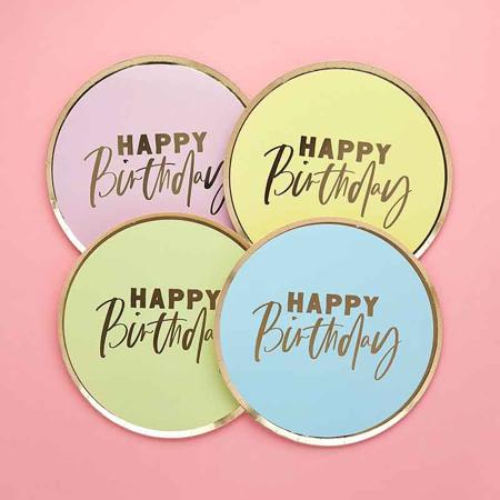 Pastel Happy Birthday Plates I Pastel Party Supplies I My Dream Party Shop UK