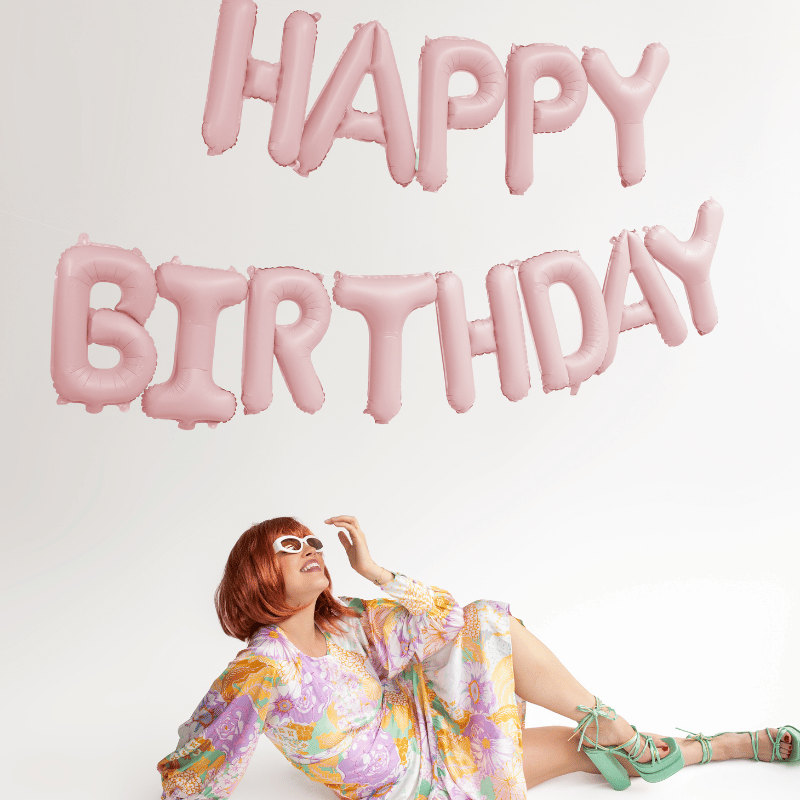 Pale Pink Happy Birthday Balloon Bunting