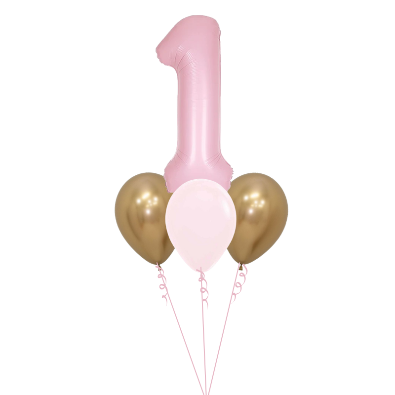 Pastel Pink Helium Number Balloons with 3 Latex Underneath I Helium Balloons Ruislip