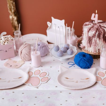 Pastel Pink Paws Tablecover I Pet Party  Supplies I My Dream Party Shop UK