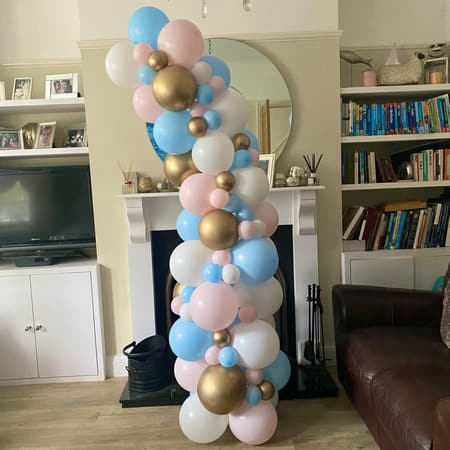 Pastel Pink and Blue Gender Reveal Arch I Baby Shower Balloons Ruislip I My Dream Party Shop UK