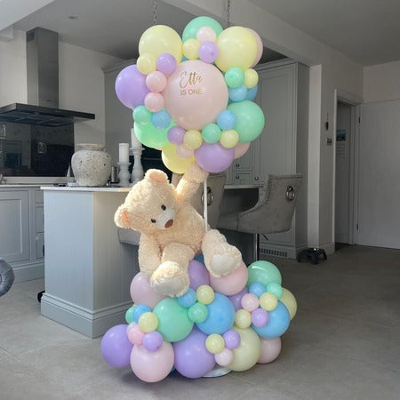 Pastel Teddy Bear Balloon Cloud Stand I 1st Birthday Balloons I My Dream Party Shop Ruislip