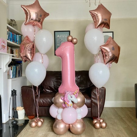 Pastel  Unicorn Number Column I First Birthday Balloons Ruislip I My Dream Party Shop