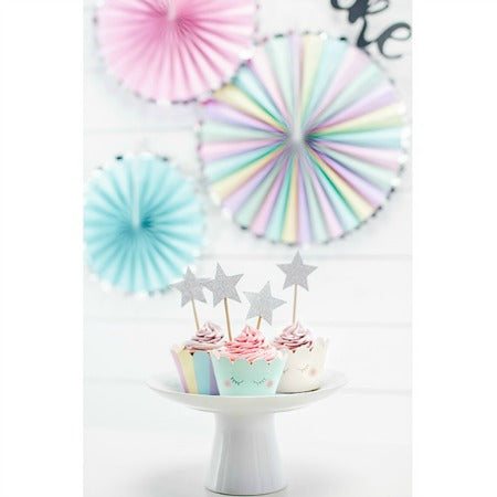 Pastel and Silver Rosette Fans I Paper Fan Decorations I My Dream Party Shop UK