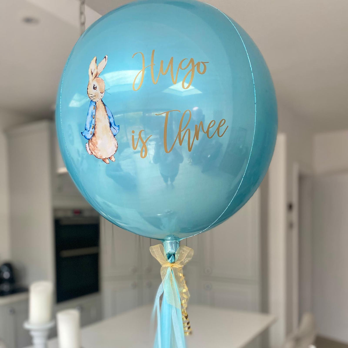 Pastel Blue Personalised Peter Rabbit Orbz I Helium Balloons Ruislip I My Dream Party Shop Ruislip