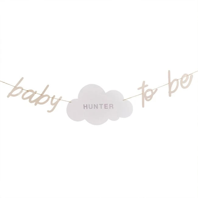 Personalisable Baby Shower Cloud Banner I Neutral Baby Shower Decorations I My Dream Party Shop UK