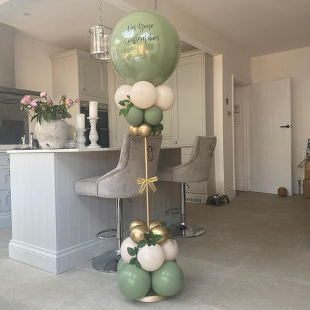 Standard Height Personalised Confirmation Open Bubble Balloon Column I My Dream Party Shop Ruislip