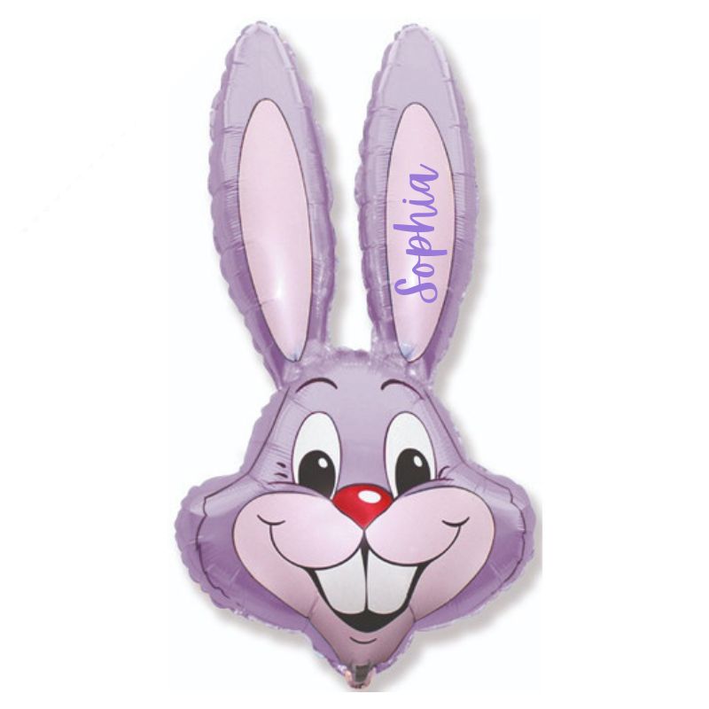 Personalised Lilac Easter Bunny Head Balloon Columns I Easter Balloon Gifts Ruislip